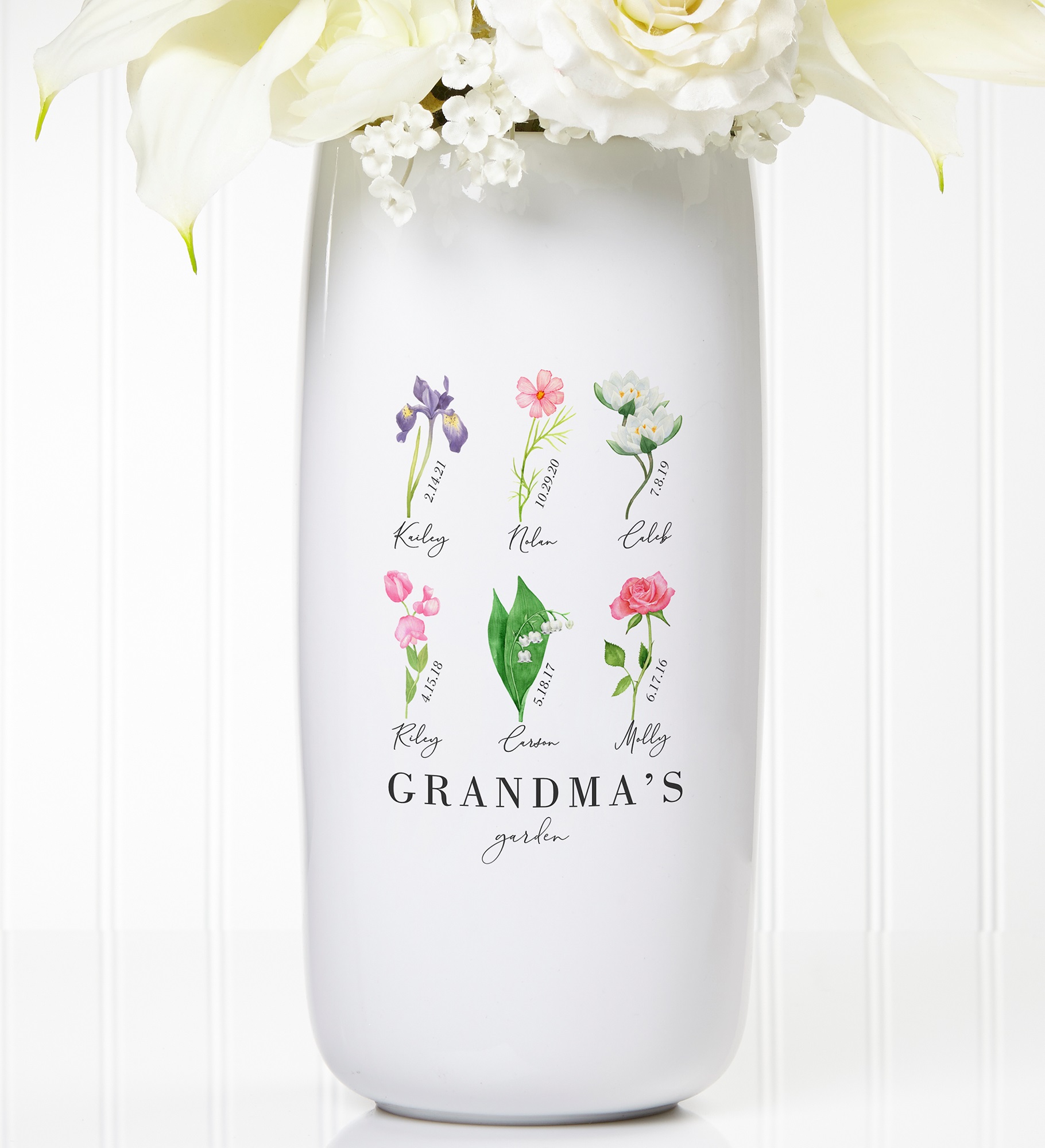 Family Birth Month Flowers Personalized Ceramic Vase
